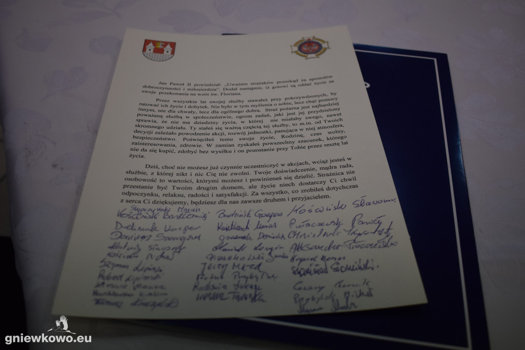 Walne zebranie OSP Gniewkowo i uhonorowanie dha Głuszaka