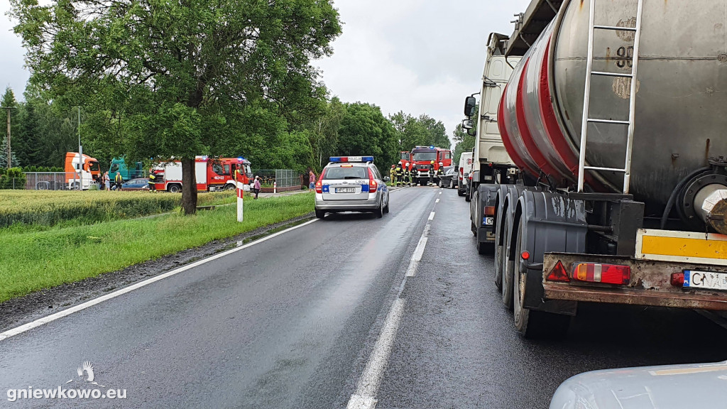 Wypadek na DK 15 w Wielowsi