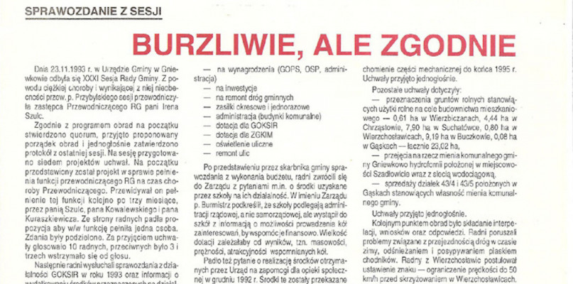 Gniewkowo 25 lat temu: Na sesji było burzliwie, ale zgodnie