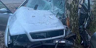 Wypadek w Glinnie Wielkim. Audi owinęło się na drzewie-13970