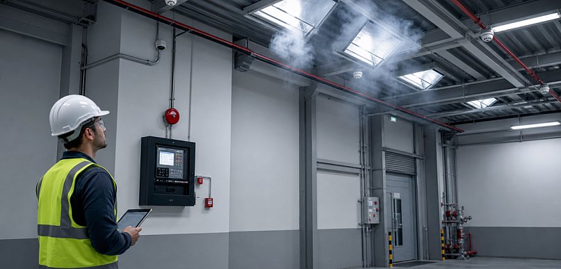 Automatyka pożarowa w zakładach pracy – rola SSP i skutecznego oddymiania